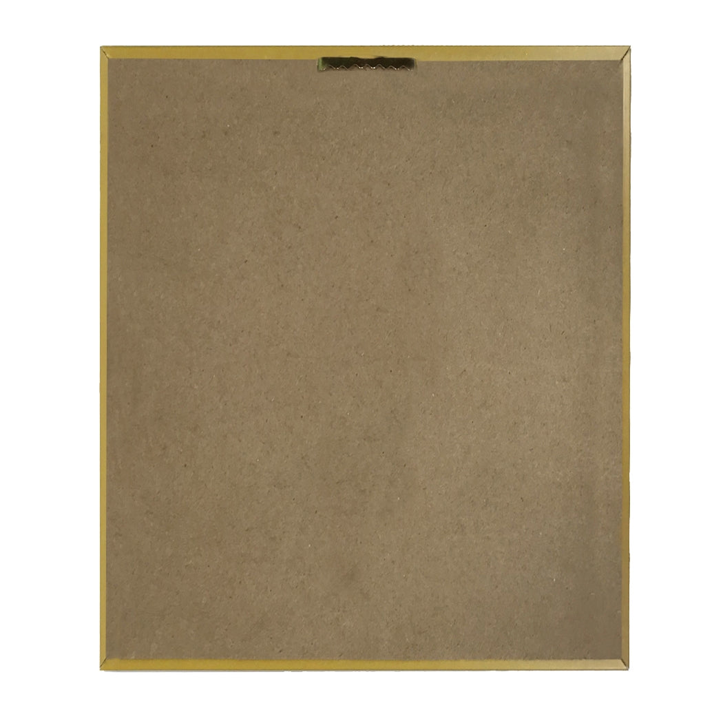 The rear view of the frame, finished with 100% recycled craft paper and equipped with a sawtooth hook or wire hanger for easy wall mounting.