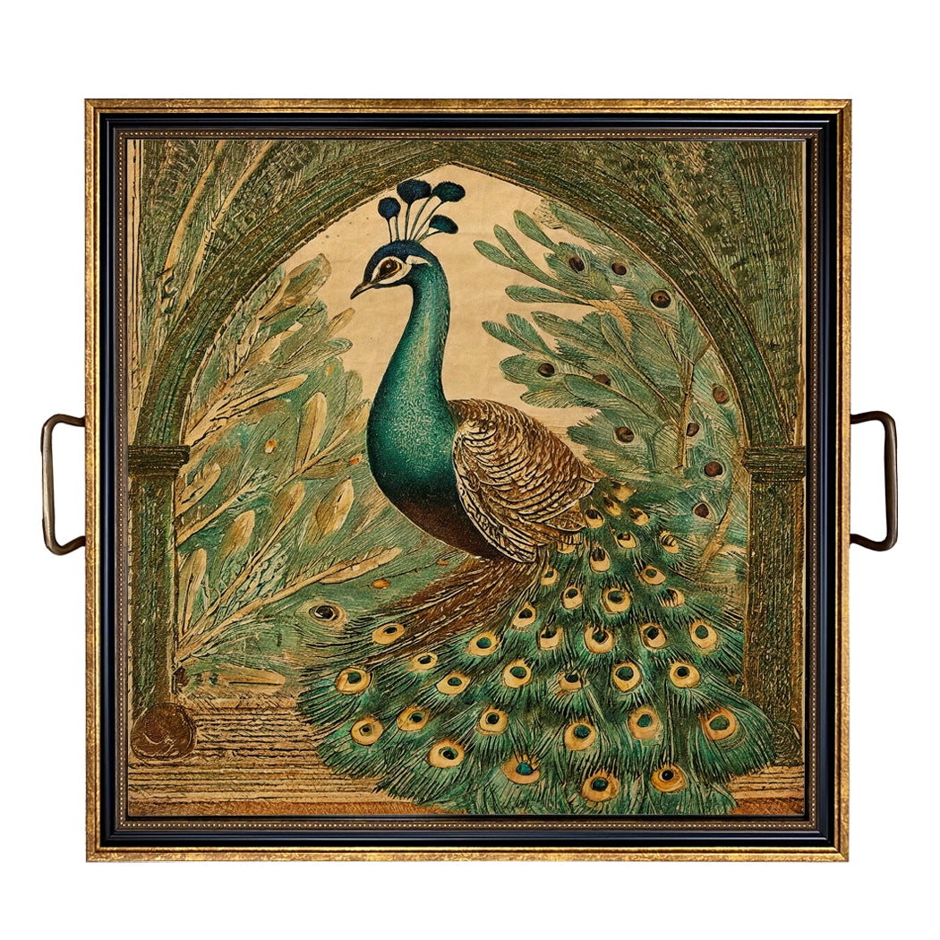 Peacock Elegance Decorative Tray