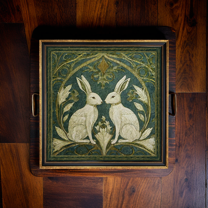 Twin Rabbits Decorative Tray