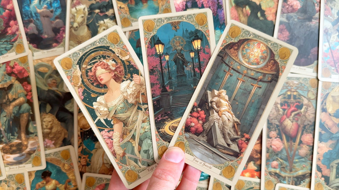 Video of the Art Nouveau inspired Elysian Shadows Tarot Deck by Erethereal Tarot